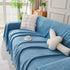 Solid Color Chenille Sofa Throw Blanket, Cozy & Easy Care Fringed Furniture Protector
