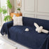 Solid Color Chenille Sofa Throw Blanket, Modern Decor Soft Couch Cover with Fringes