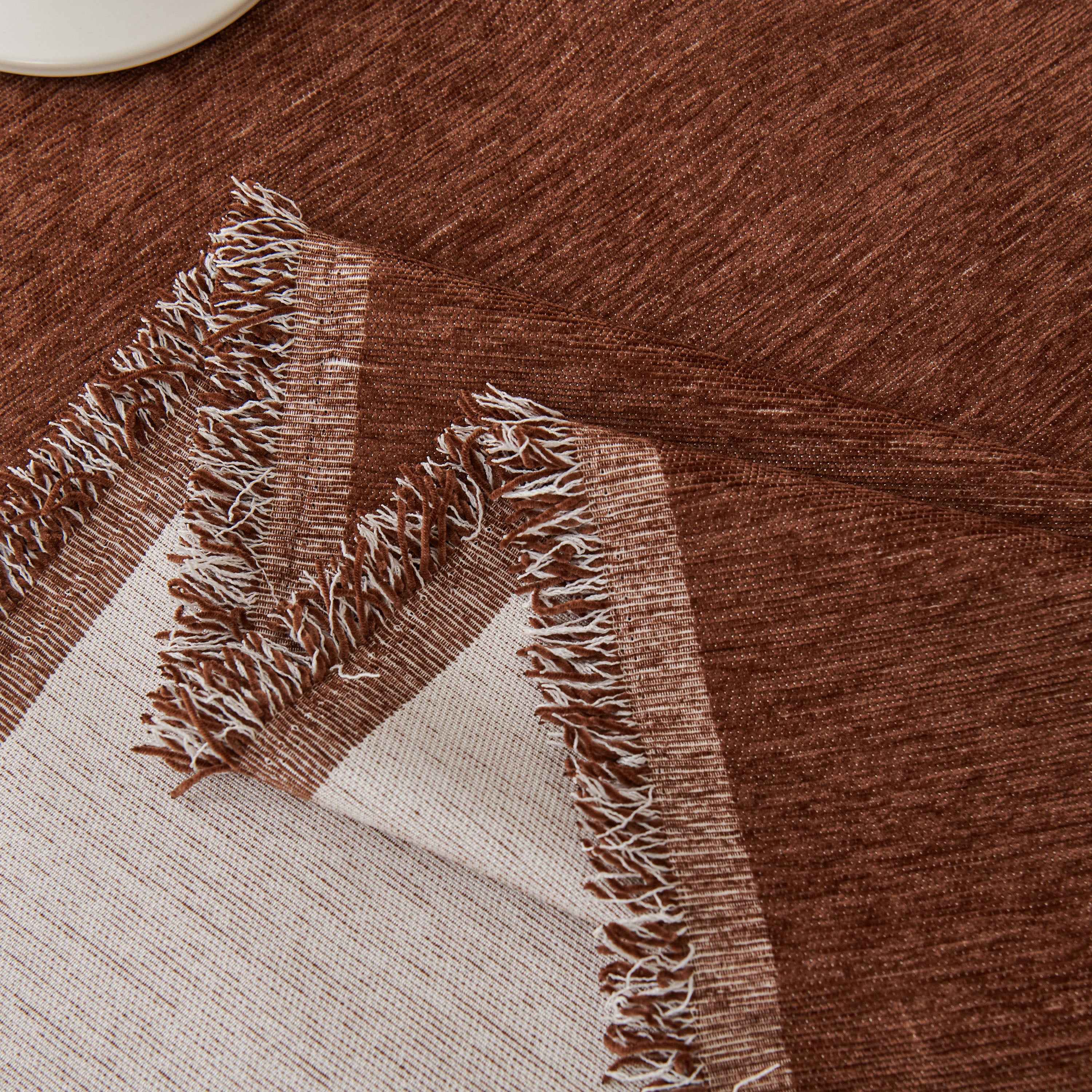 Solid Color Chenille Sofa Throw Blanket, Modern Decor Soft Couch Cover with Fringes