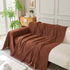 Solid Color Chenille Sofa Throw Blanket, Modern Decor Soft Couch Cover with Fringes