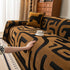 Modern Boho Chenille Sofa Cover Throw Blanket, Abstract Geometric Pattern Couch Cover