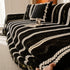 Boho Couch Throw Blanket with Textured Stripes, Sofa Cover for Living Room Decor