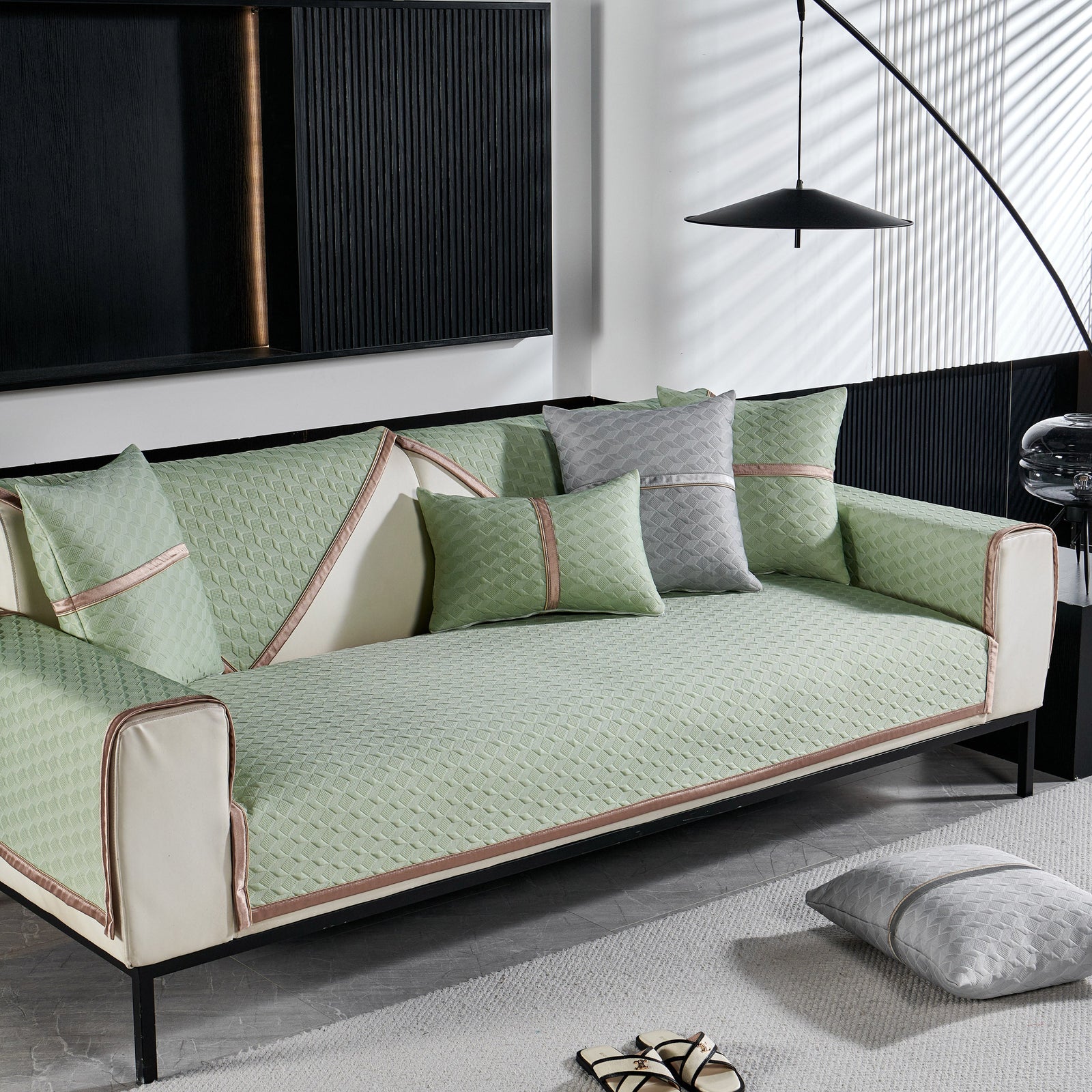 Geometric 3D Sofa Cover, Non-Slip Couch Protector for Seat, Backrest & Armrest