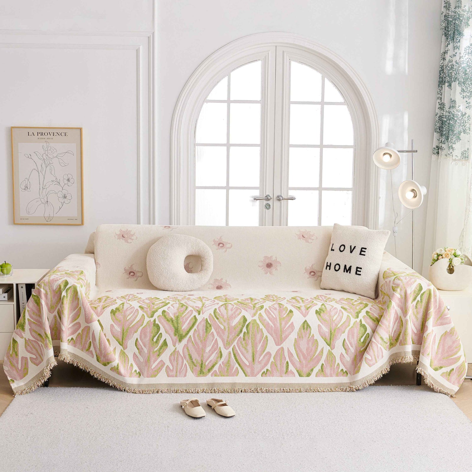 Soft Woven Leaf Couch Blanket, Pet-friendly Sectional Sofa Slipcover For Cats Dogs