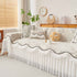 Farmhouse Ruffled Lace Sofa Slipcover Vintage Furniture Protector with Botanical Print