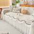 Farmhouse Ruffled Lace Sofa Slipcover Vintage Furniture Protector with Botanical Print