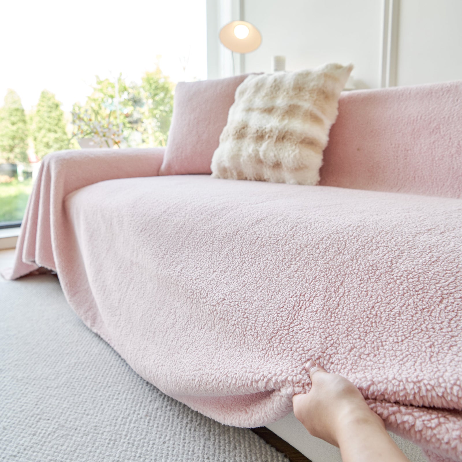 Thick Sherpa Fleece Sofa Protector Cover Stylish Durable Slipcovers for Couches and Chairs