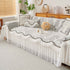 Farmhouse Ruffled Lace Sofa Slipcover Vintage Furniture Protector with Botanical Print
