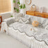 Farmhouse Ruffled Lace Sofa Slipcover Vintage Furniture Protector with Botanical Print