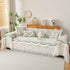 Farmhouse Ruffled Lace Sofa Slipcover Vintage Furniture Protector with Botanical Print