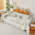 Farmhouse Ruffled Lace Sofa Slipcover Vintage Furniture Protector with Botanical Print