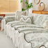 Farmhouse Ruffled Lace Sofa Slipcover Vintage Furniture Protector with Botanical Print
