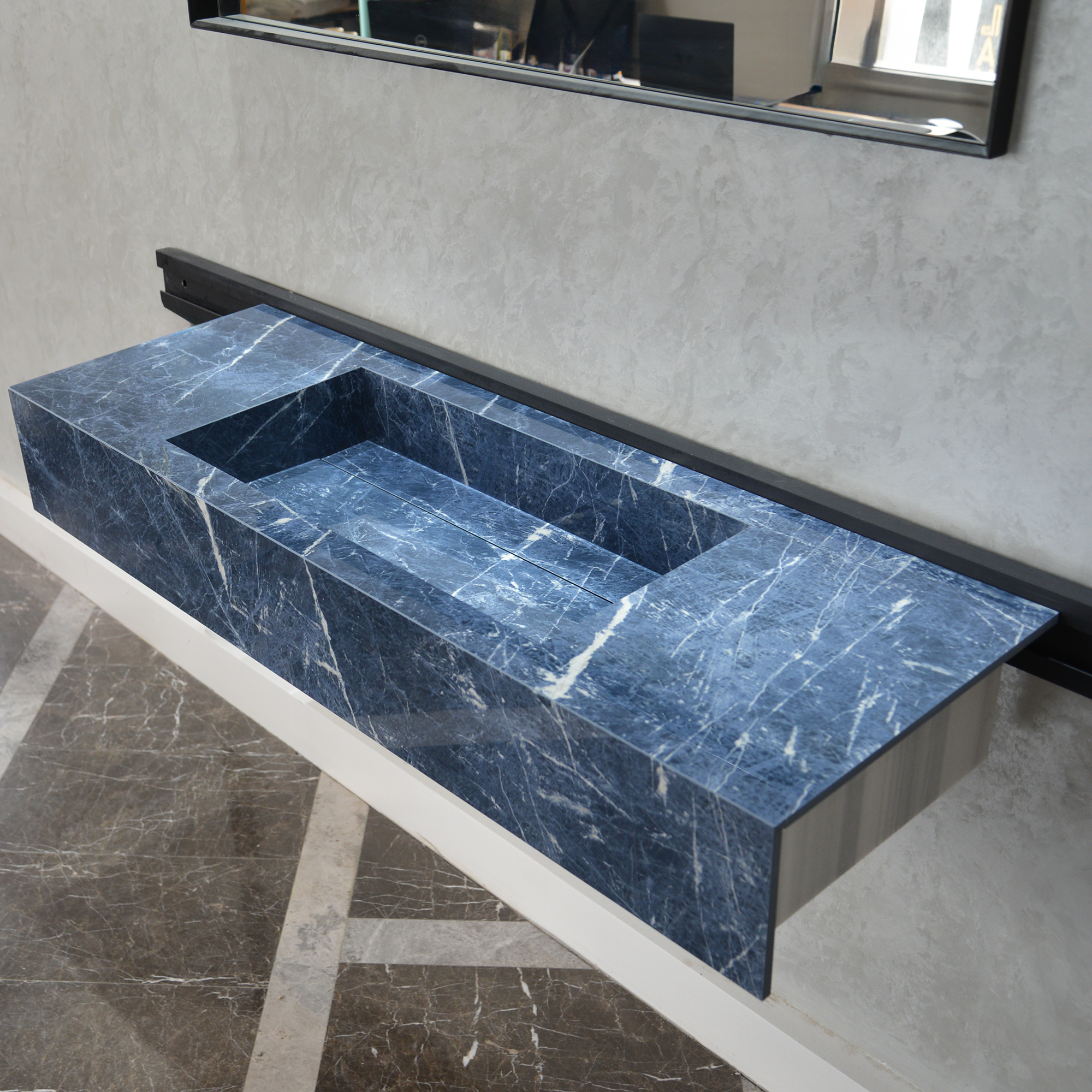 Handcrafted Infinity Precious Sodalite High Engineered Stone Sink (Es-085)