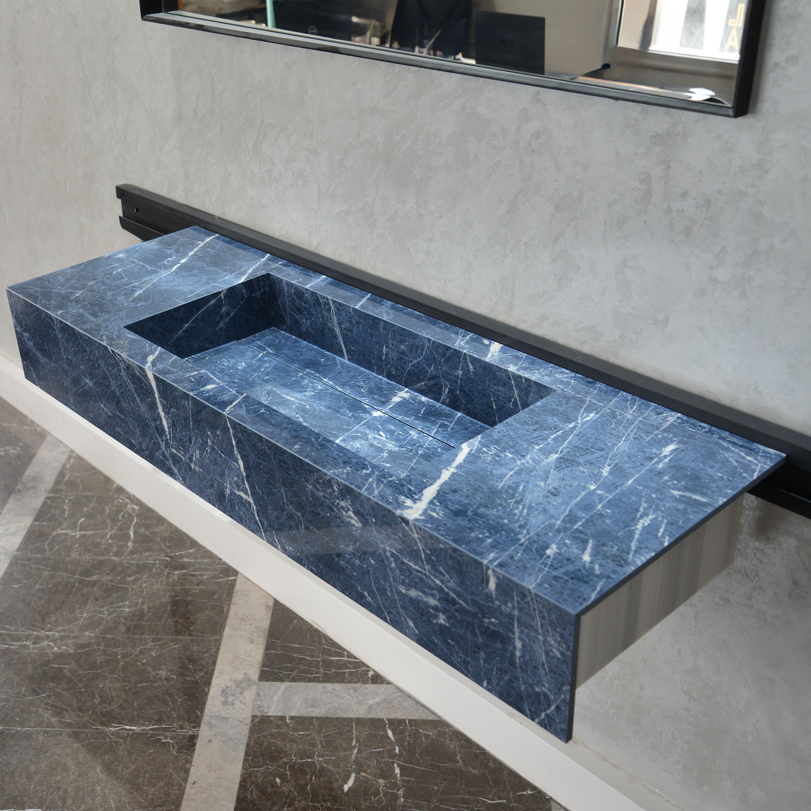 Handcrafted Infinity Precious Sodalite High Engineered Stone Sink (Es-085)