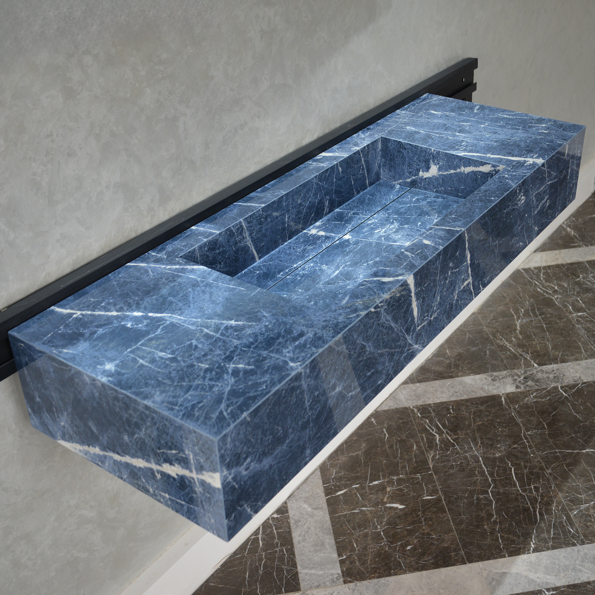 Handcrafted Infinity Precious Sodalite High Engineered Stone Sink (Es-085)