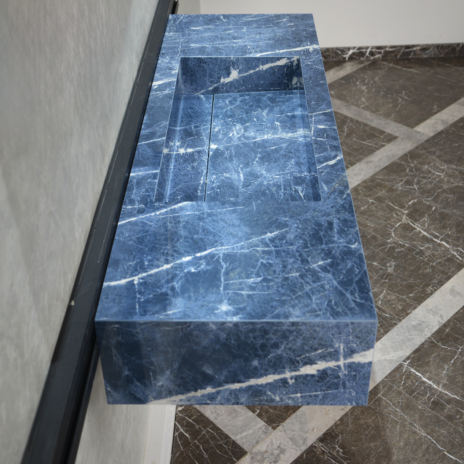 Handcrafted Infinity Precious Sodalite High Engineered Stone Sink (Es-085)