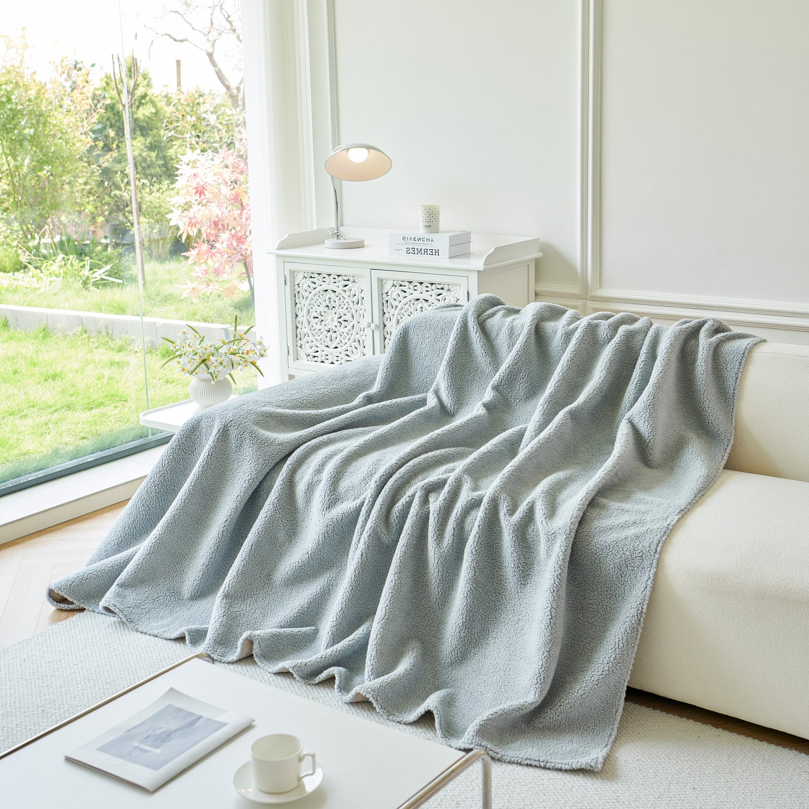 Thick Sherpa Fleece Sofa Protector Cover Stylish Durable Slipcovers for Couches and Chairs