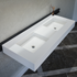 Handcrafted Custom White Quartz Double Sink (Qu-081)