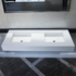 Handcrafted Custom White Quartz Double Sink (Qu-081)