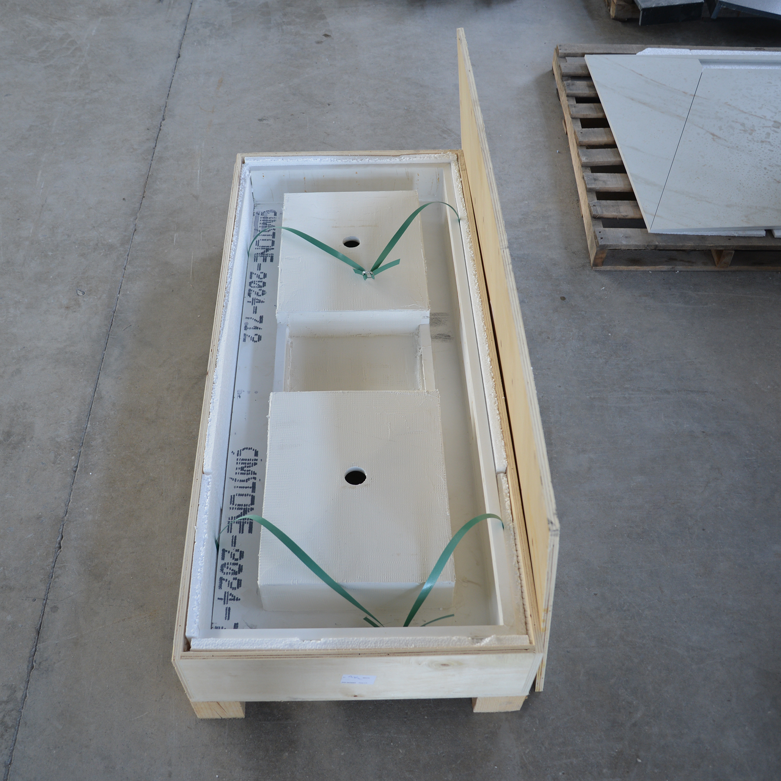 Handcrafted Custom White Quartz Double Sink (Qu-081)