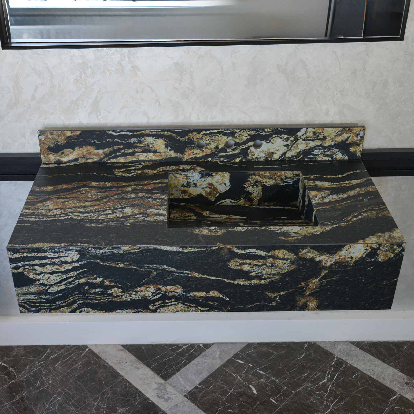 Handcrafted Materia Black Taurus Soft Sink Engineered Porcelain Sink (Es-068)