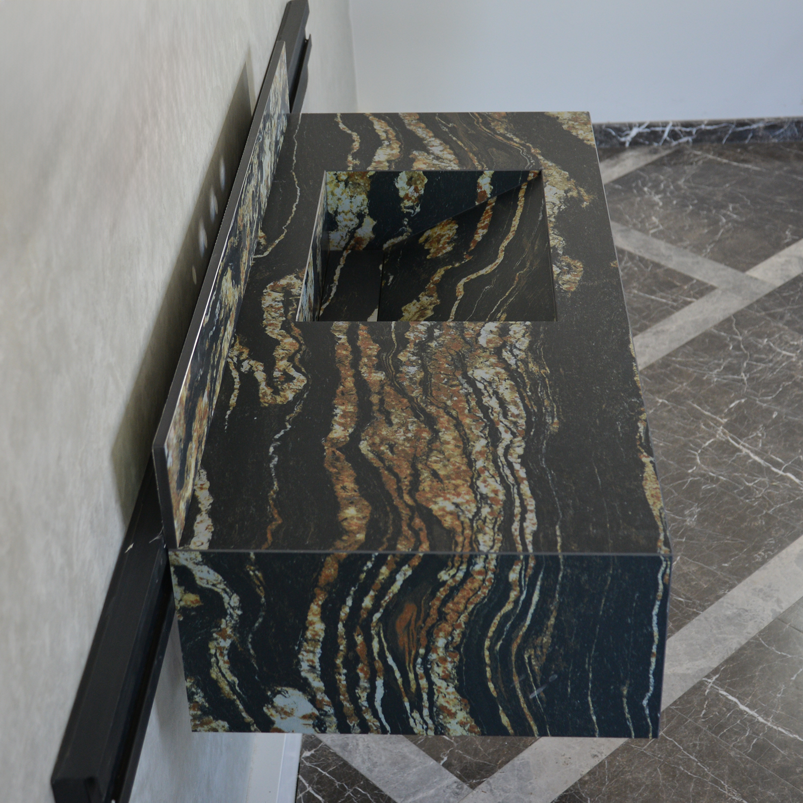 Handcrafted Materia Black Taurus Soft Sink Engineered Porcelain Sink (Es-068)