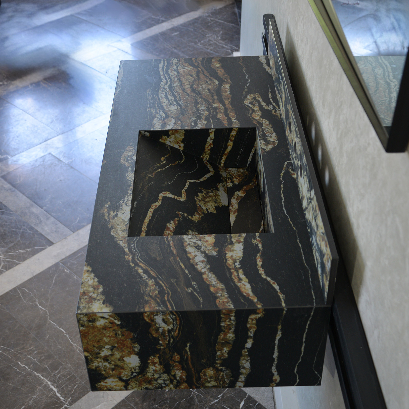 Handcrafted Materia Black Taurus Soft Sink Engineered Porcelain Sink (Es-068)