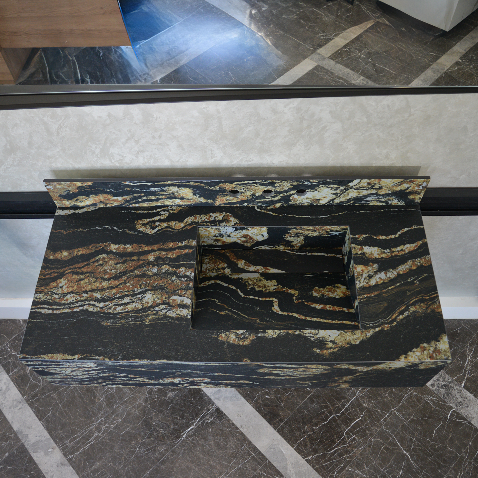 Handcrafted Materia Black Taurus Soft Sink Engineered Porcelain Sink (Es-068)