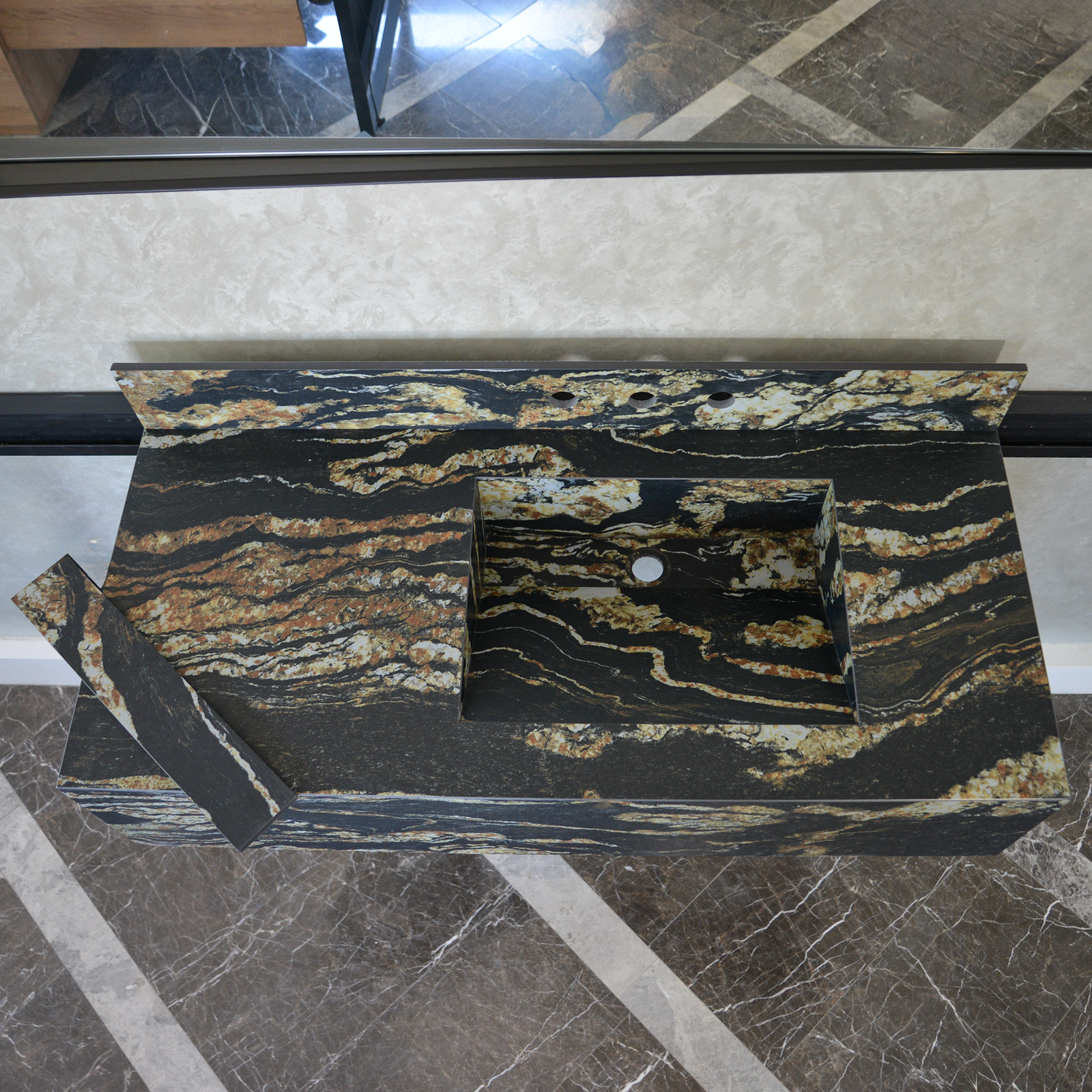 Handcrafted Materia Black Taurus Soft Sink Engineered Porcelain Sink (Es-068)