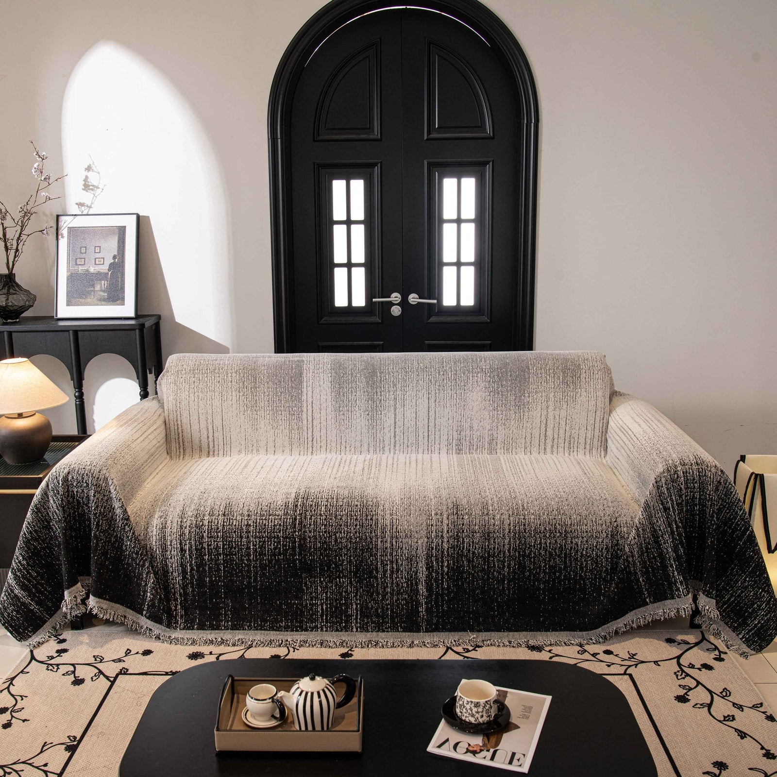 Modern Textured Sofa Cover Blanket, Tightly Woven Pet Sofa Throw for Sectional Couches