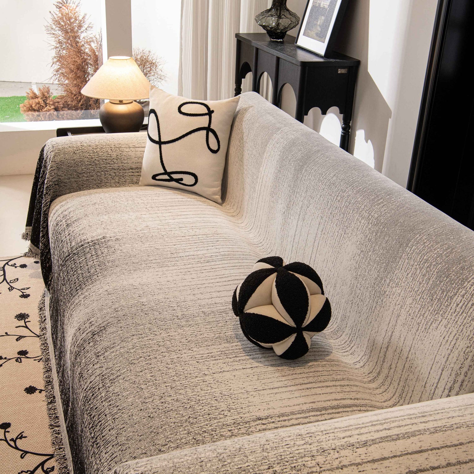Modern Textured Sofa Cover Blanket, Tightly Woven Pet Sofa Throw for Sectional Couches