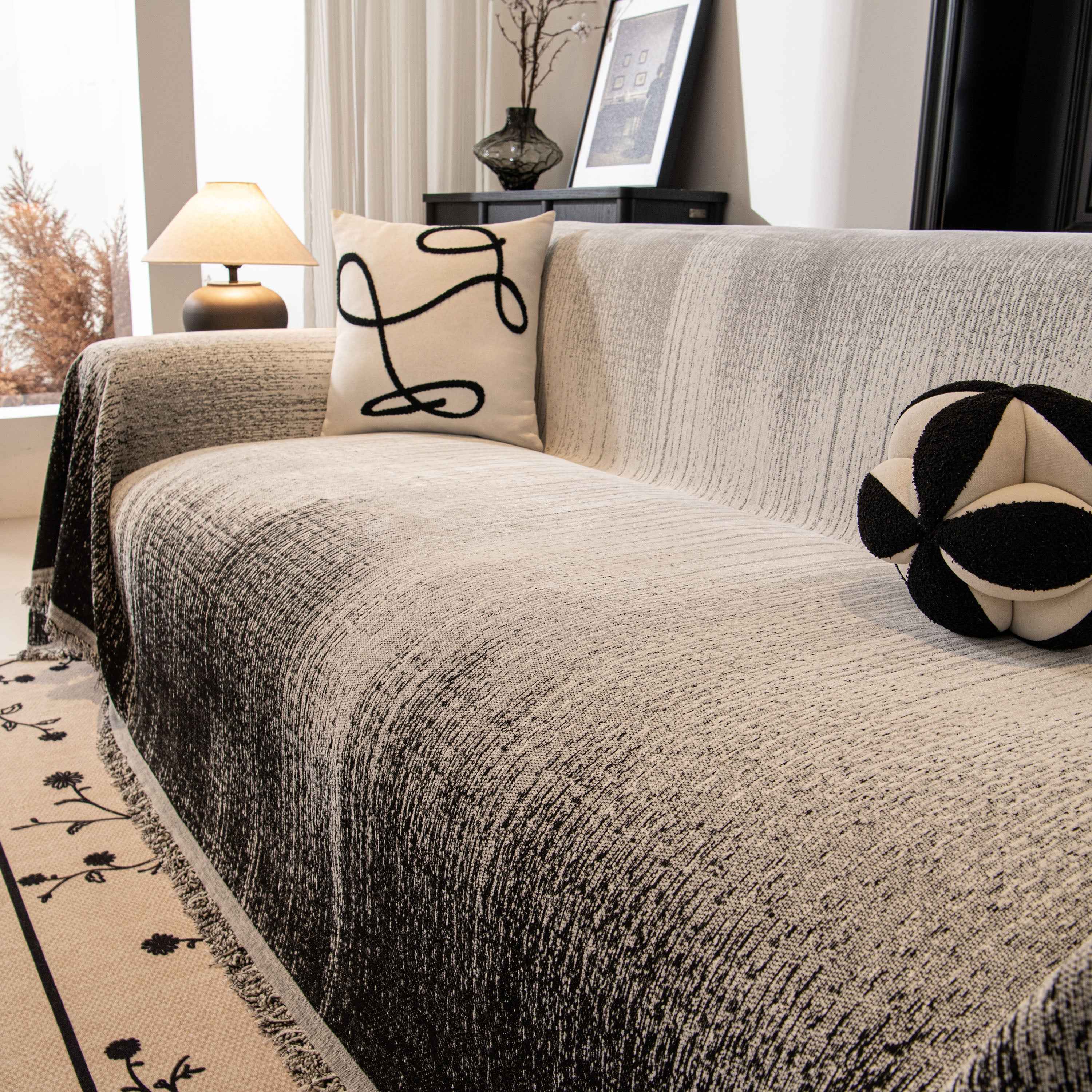 Modern Textured Sofa Cover Blanket, Tightly Woven Pet Sofa Throw for Sectional Couches
