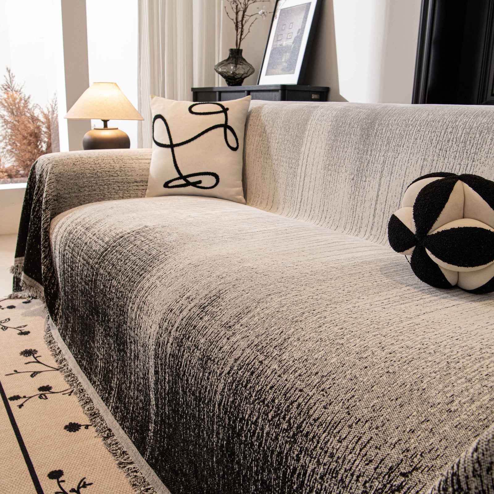 Modern Textured Sofa Cover Blanket, Tightly Woven Pet Sofa Throw for Sectional Couches