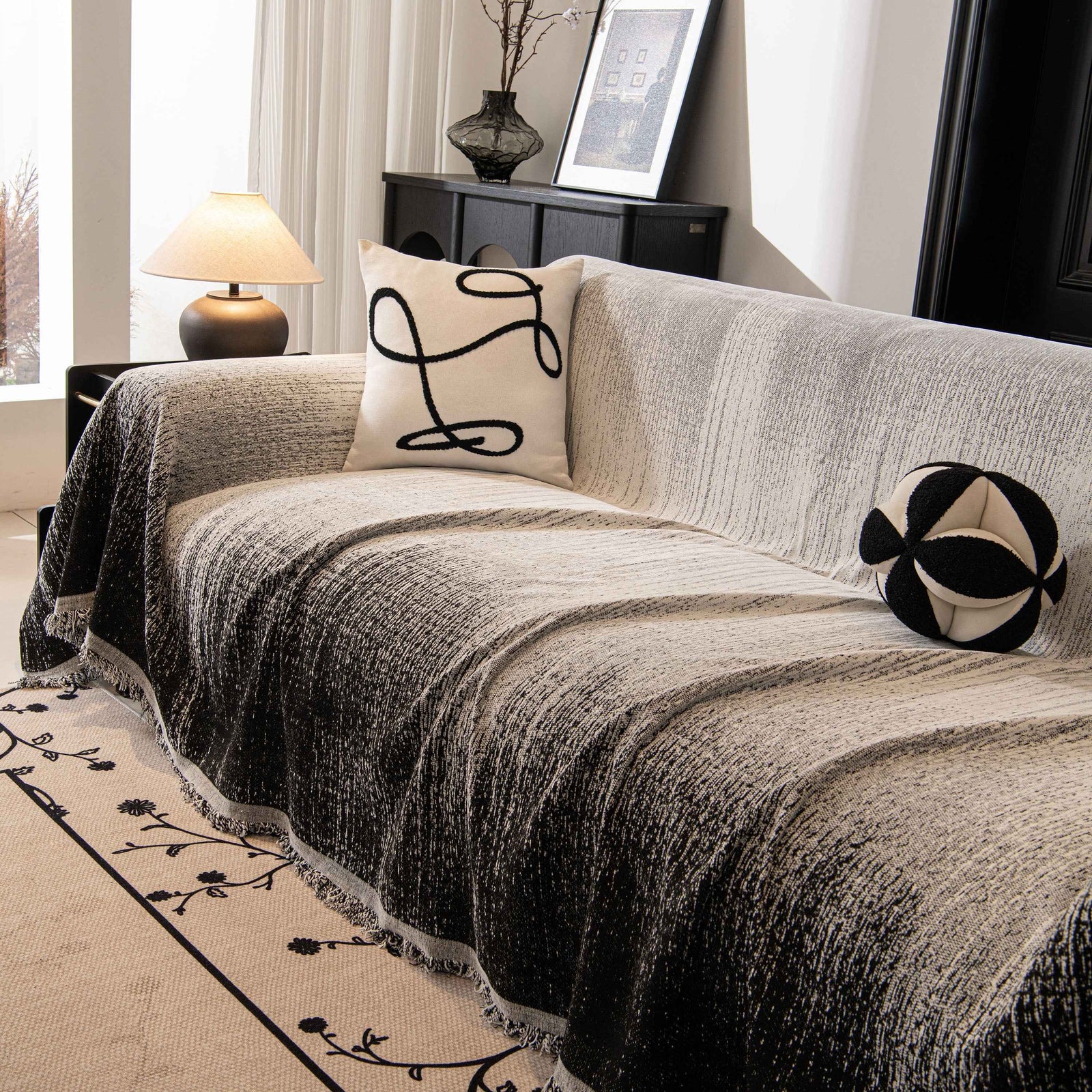 Modern Textured Sofa Cover Blanket, Tightly Woven Pet Sofa Throw for Sectional Couches