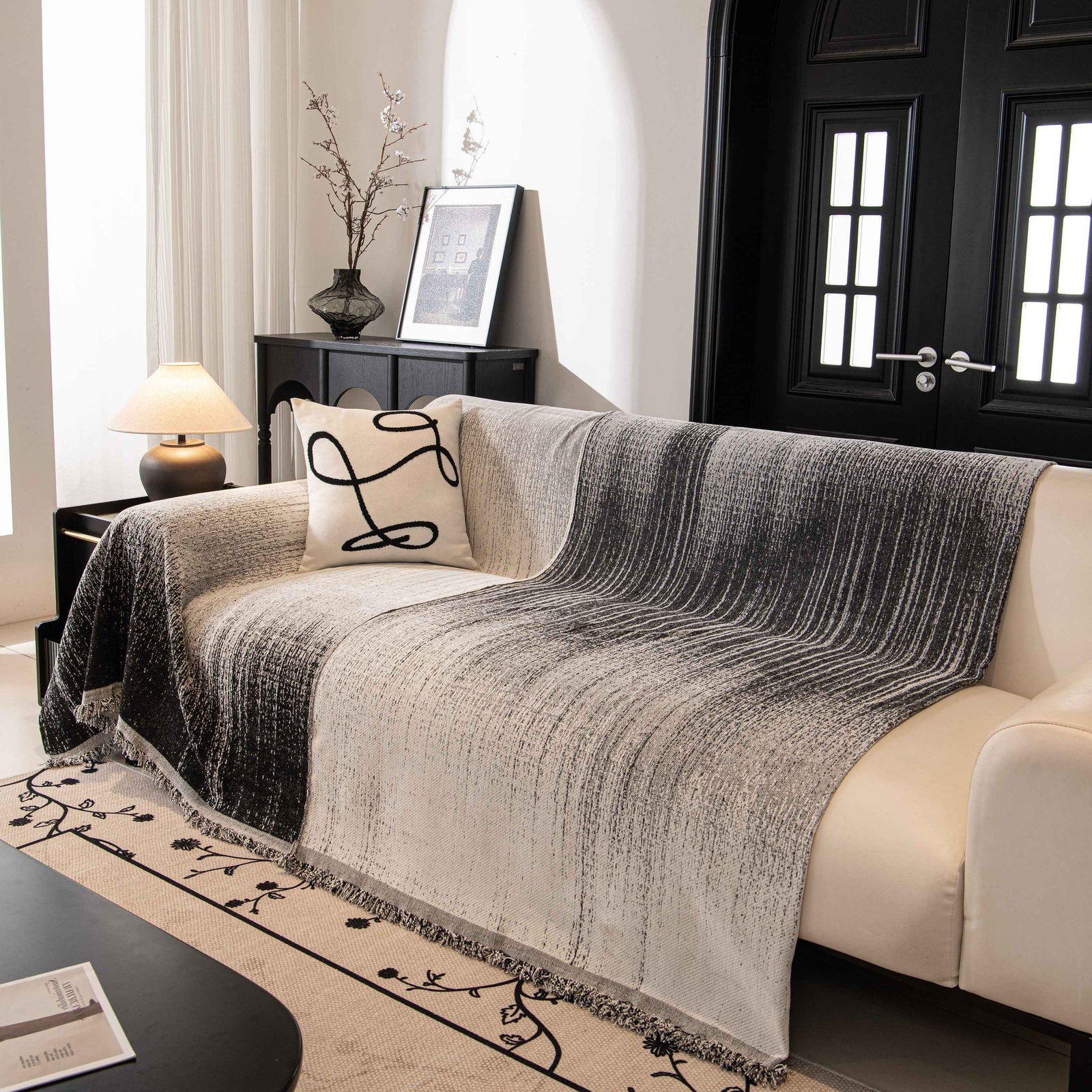 Modern Textured Sofa Cover Blanket, Tightly Woven Pet Sofa Throw for Sectional Couches
