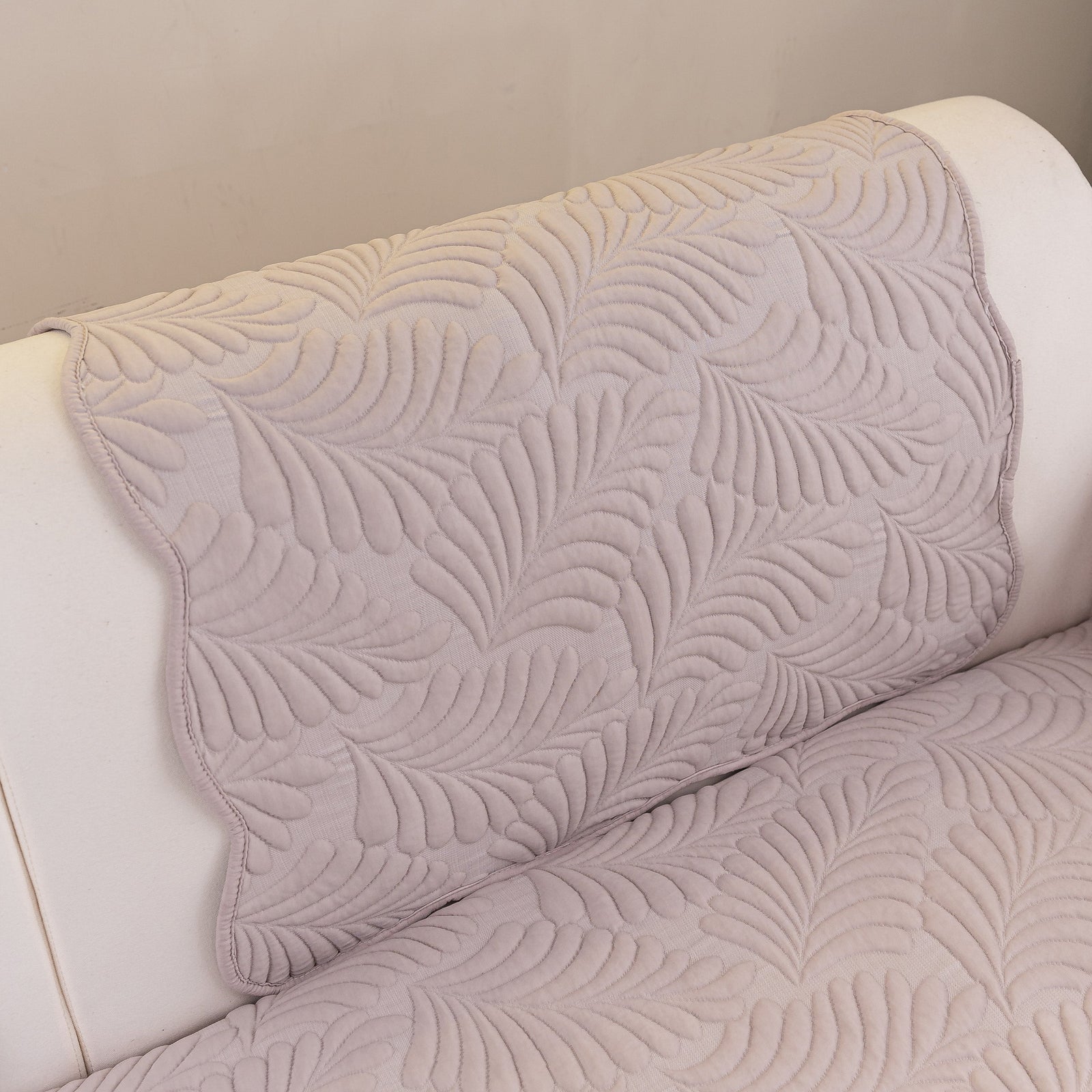 Sofa Cover for Leather & Fabric Couches, 3D Leaf Embossed Quilted Furniture Covers