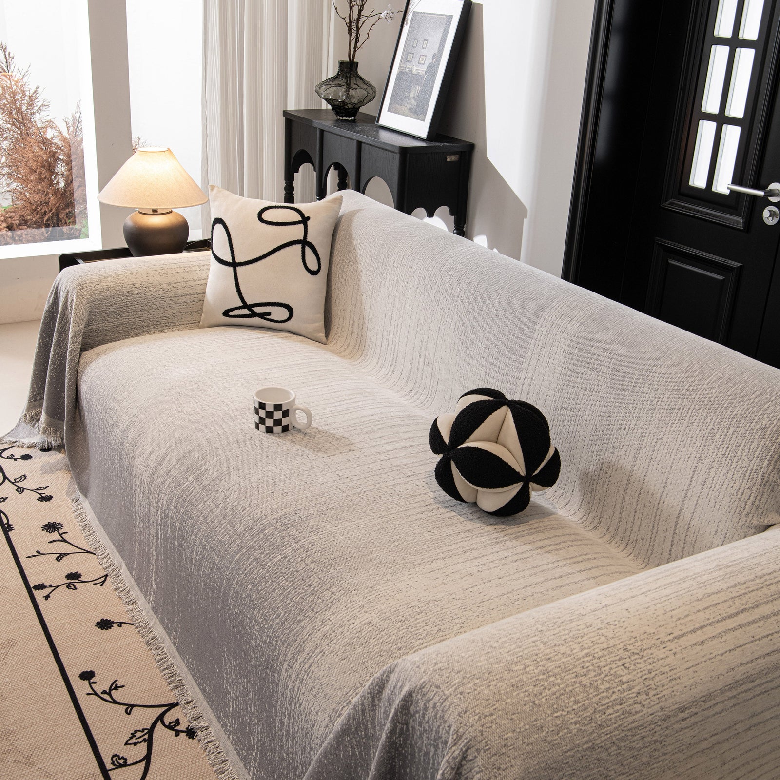 Modern Textured Sofa Cover Blanket, Tightly Woven Pet Sofa Throw for Sectional Couches