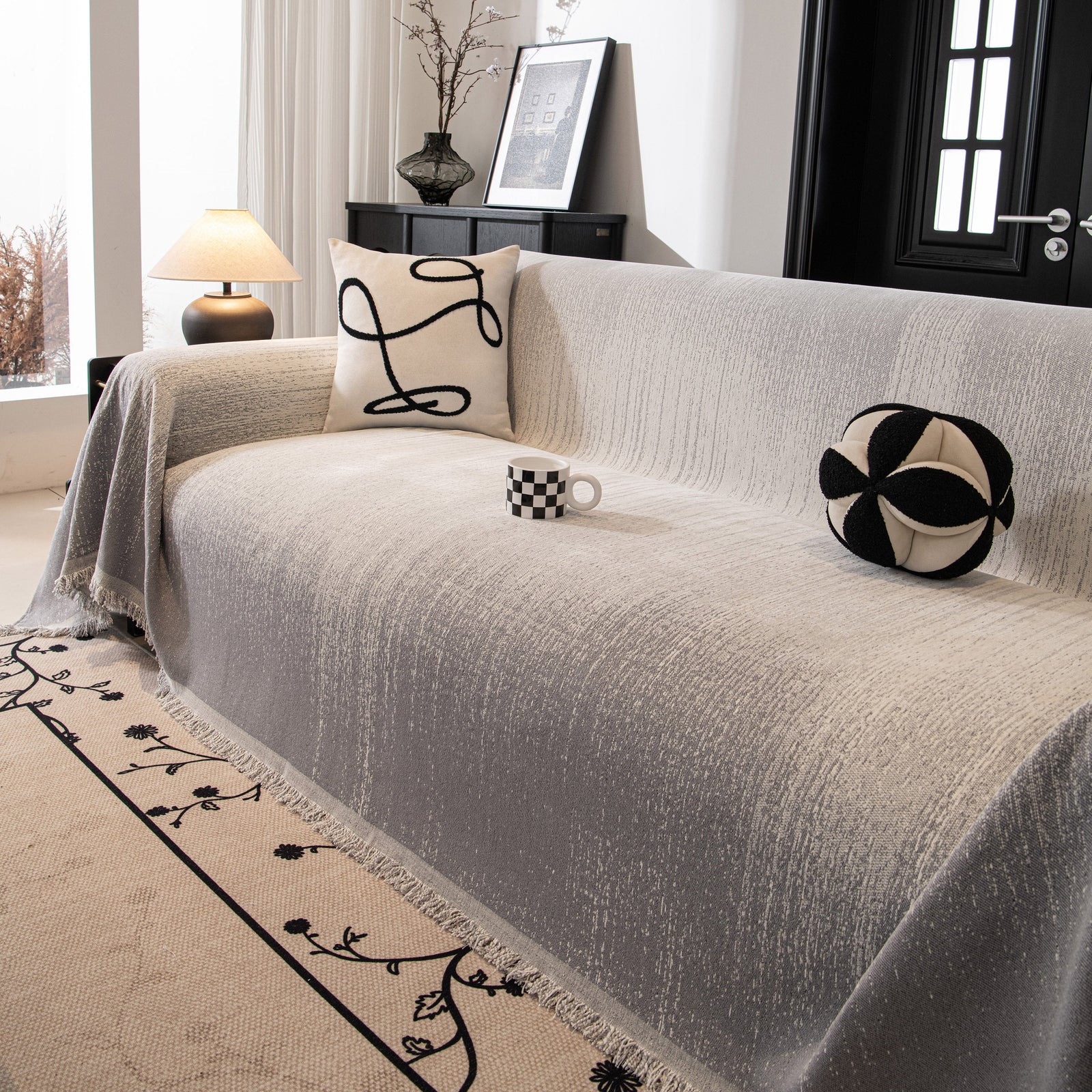 Modern Textured Sofa Cover Blanket, Tightly Woven Pet Sofa Throw for Sectional Couches