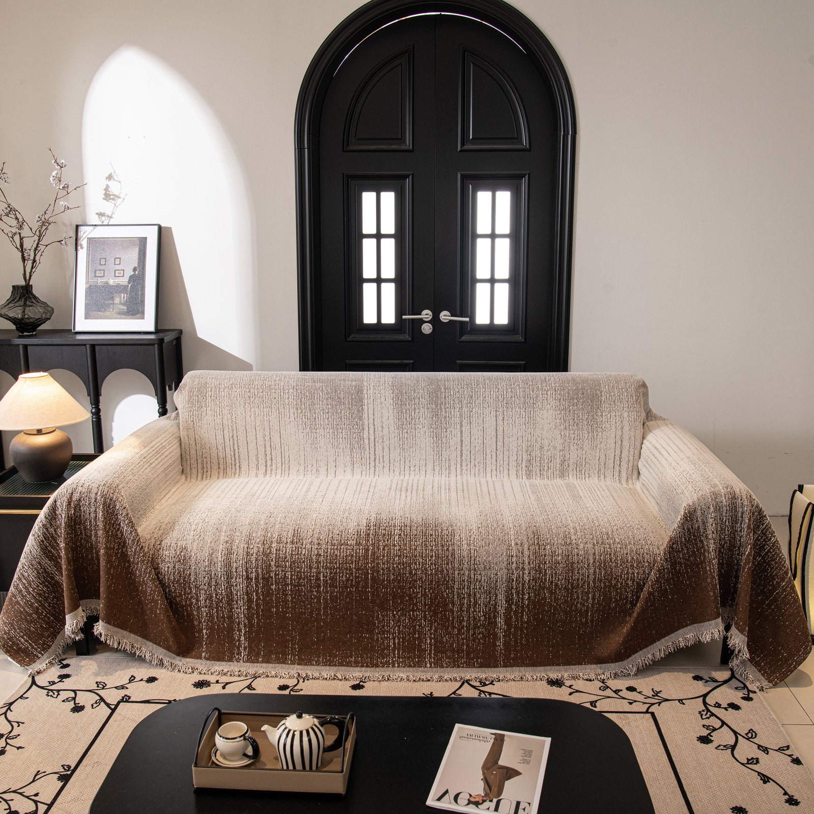 Modern Textured Sofa Cover Blanket, Tightly Woven Pet Sofa Throw for Sectional Couches