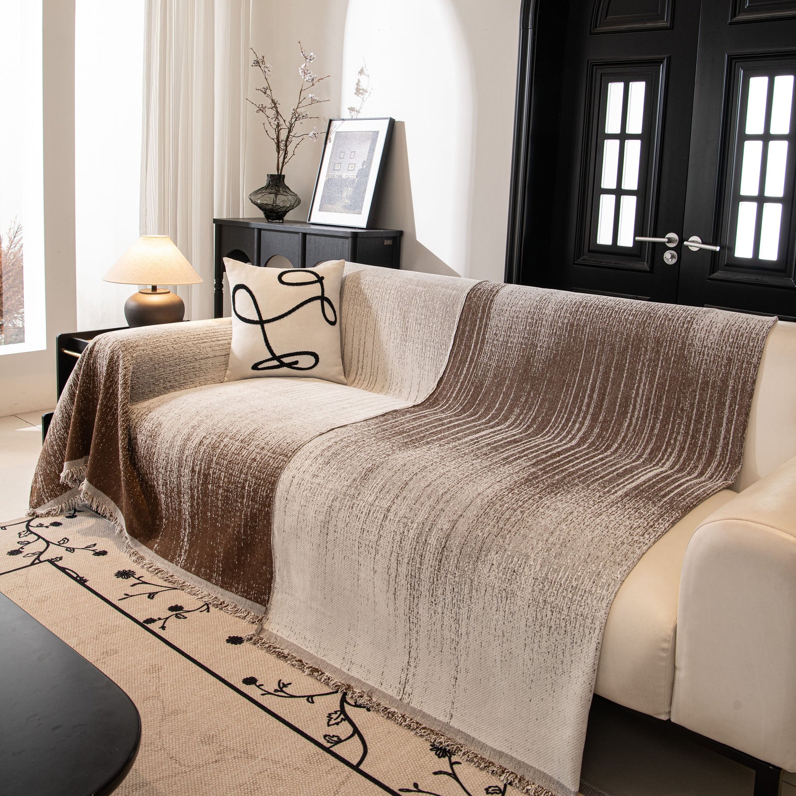 Modern Textured Sofa Cover Blanket, Tightly Woven Pet Sofa Throw for Sectional Couches