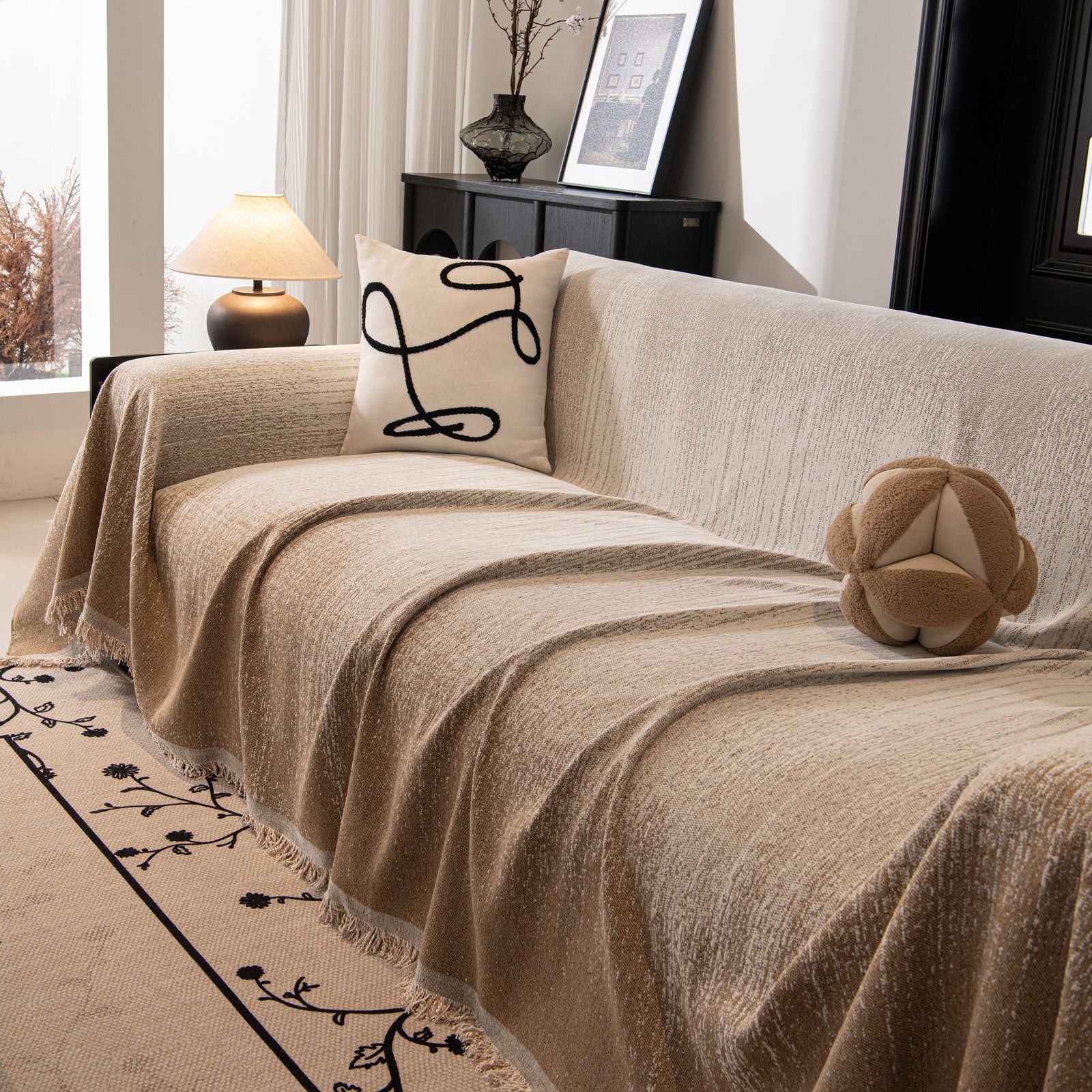 Modern Textured Sofa Cover Blanket, Tightly Woven Pet Sofa Throw for Sectional Couches