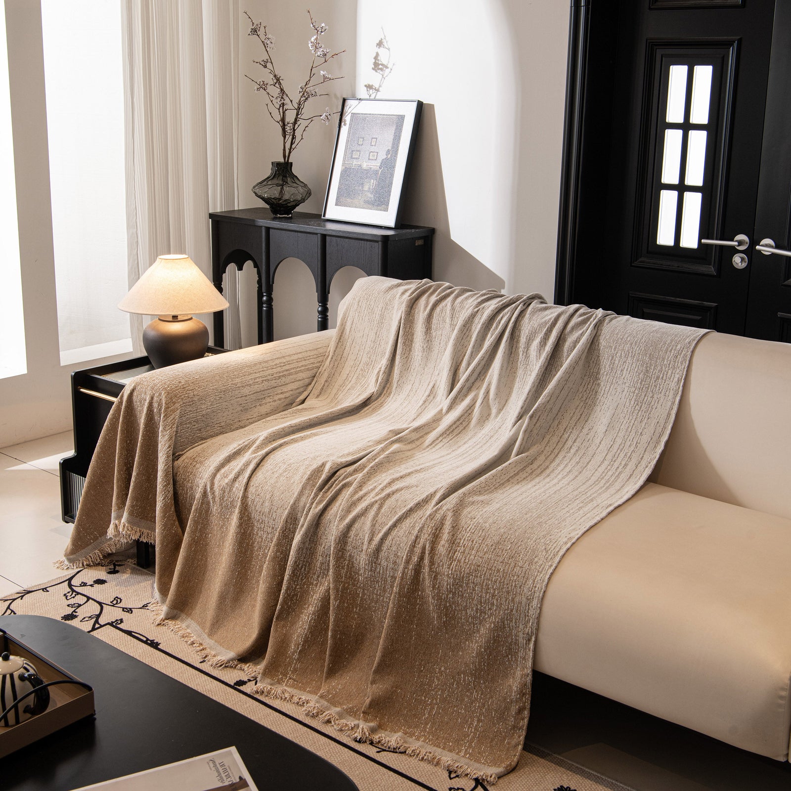 Modern Textured Sofa Cover Blanket, Tightly Woven Pet Sofa Throw for Sectional Couches