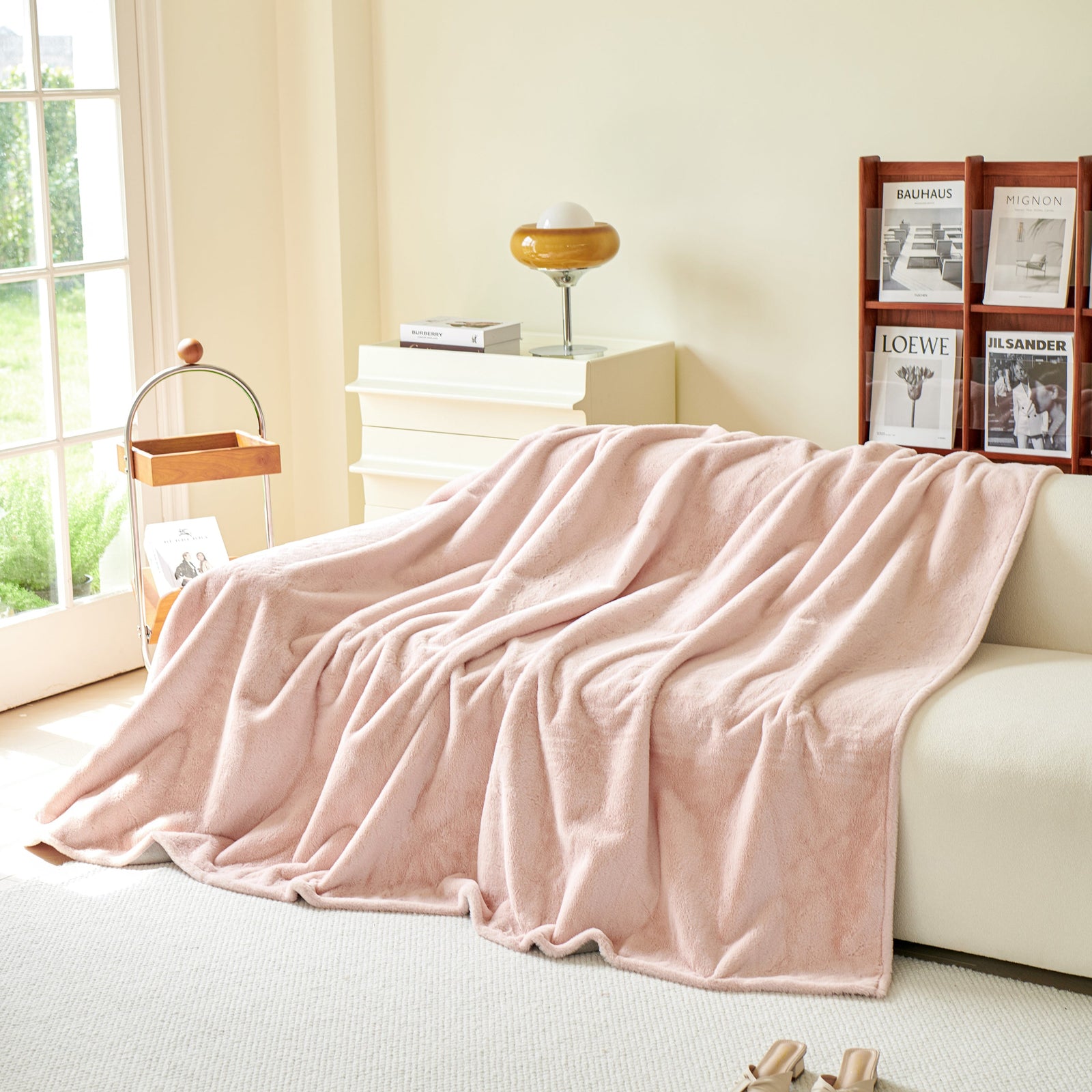 Faux Fur Smooth Plush Comfy Couch Covers, Soft Thicked Durable Blankets and Throws for Sofas