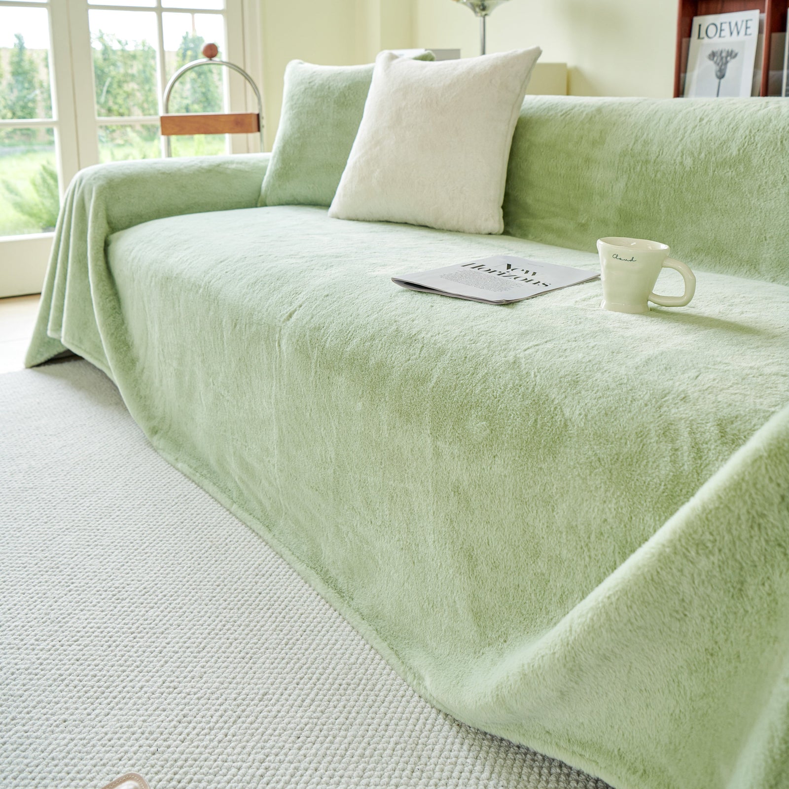Faux Fur Smooth Plush Comfy Couch Covers, Soft Thicked Durable Blankets and Throws for Sofas