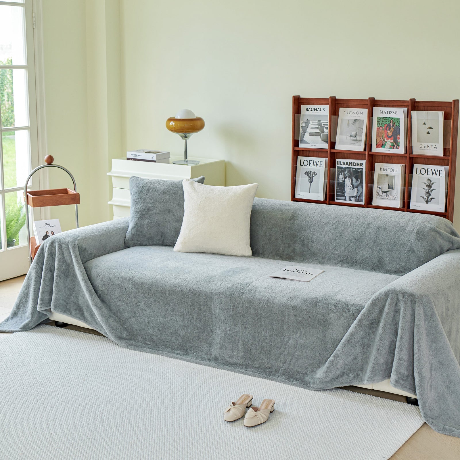 Faux Fur Smooth Plush Comfy Couch Covers, Soft Thicked Durable Blankets and Throws for Sofas