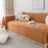 Couch Cover Sectional L Shape Chenille Herringbone Couch Throw Cover with Tassel Pom-Poms for Pets