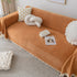 Couch Cover Sectional L Shape Chenille Herringbone Couch Throw Cover with Tassel Pom-Poms for Pets