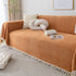 Couch Cover Sectional L Shape Chenille Herringbone Couch Throw Cover with Tassel Pom-Poms for Pets