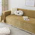 Couch Cover Sectional L Shape Chenille Herringbone Couch Throw Cover with Tassel Pom-Poms for Pets