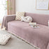 Boho Herringbone Sofa Throw Blanket with Pom Pom Tassels Stylish Furniture Slipcover